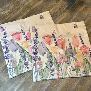 NWOT Floral Butterfly Print 15" Square Pillow Covers Set of 2